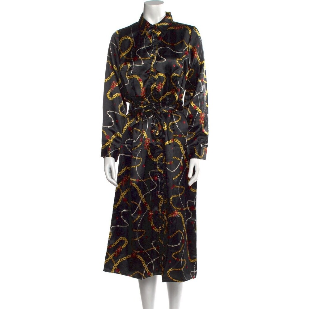 Vintage Size Medium NWT Bob Mackie (Cher) Pearl Chain Belted Midi Shirt dress
